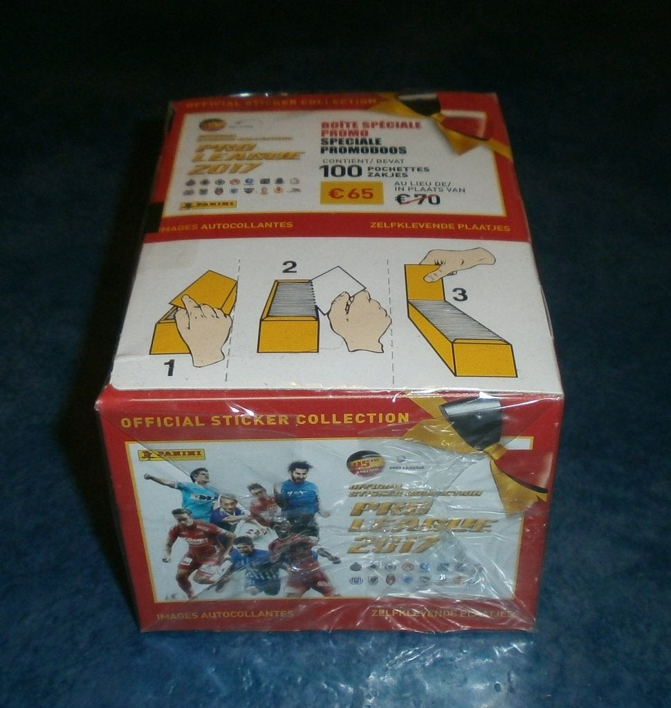 Panini PRO LEAGUE 2017 (BELGIE) VOLLE DOOS / 100 ZAKJES, Verzenden, Nieuw, Buitenlandse clubs, Poster, Plaatje of Sticker