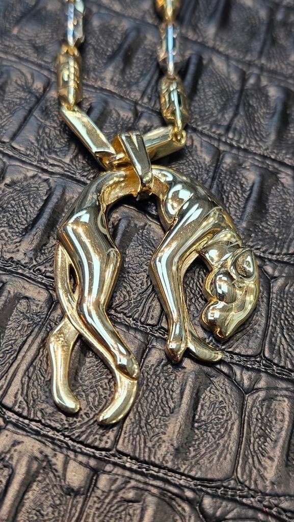 Prachtige 14karaat gouden ketting met panter, Ophalen of Verzenden, Nieuw, Goud, Goud