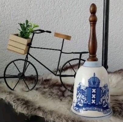 DELFTS BLAUW Tafelbel / Handbel, wapen van Amsterdam, Antiek en Kunst, Ophalen of Verzenden