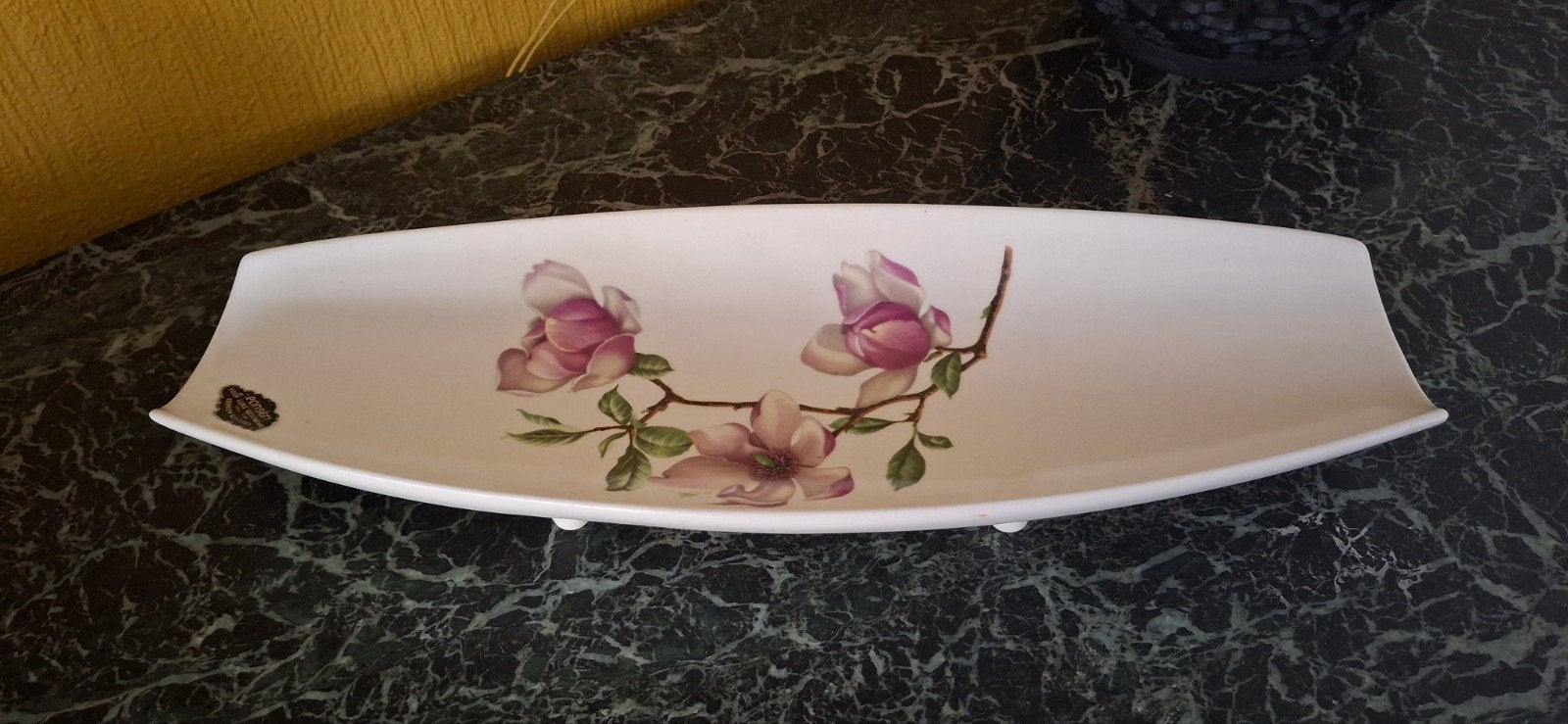 Antieke schaal Kon. Plazuid Gouda Holland met bloemdecor, Ophalen of Verzenden