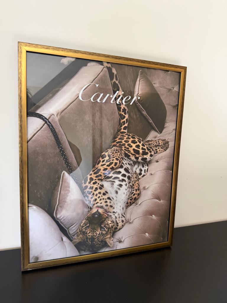 Cartier Panter Poster met Gouden Lijst, Huis en Inrichting, Ophalen, Minder dan 50 cm, 50 tot 75 cm, Zo goed als nieuw
