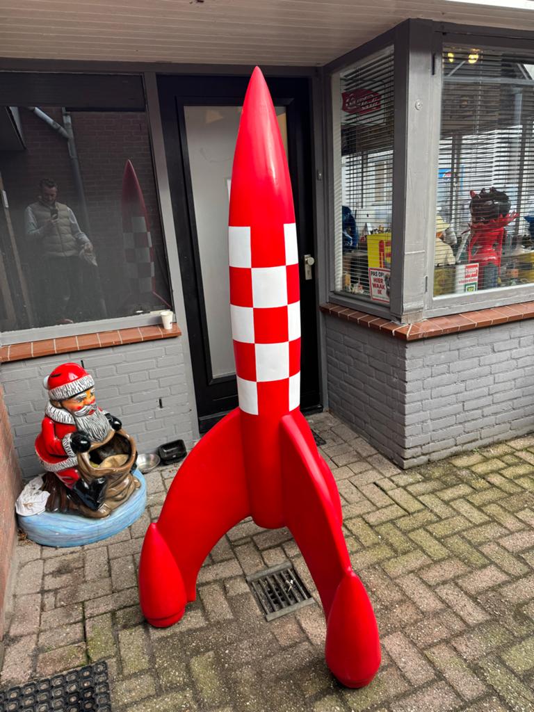 Grote Raket Decoratie - Kuifje Stijl beeld XL, Ophalen, Beeldje of Figuurtje, ., Zo goed als nieuw