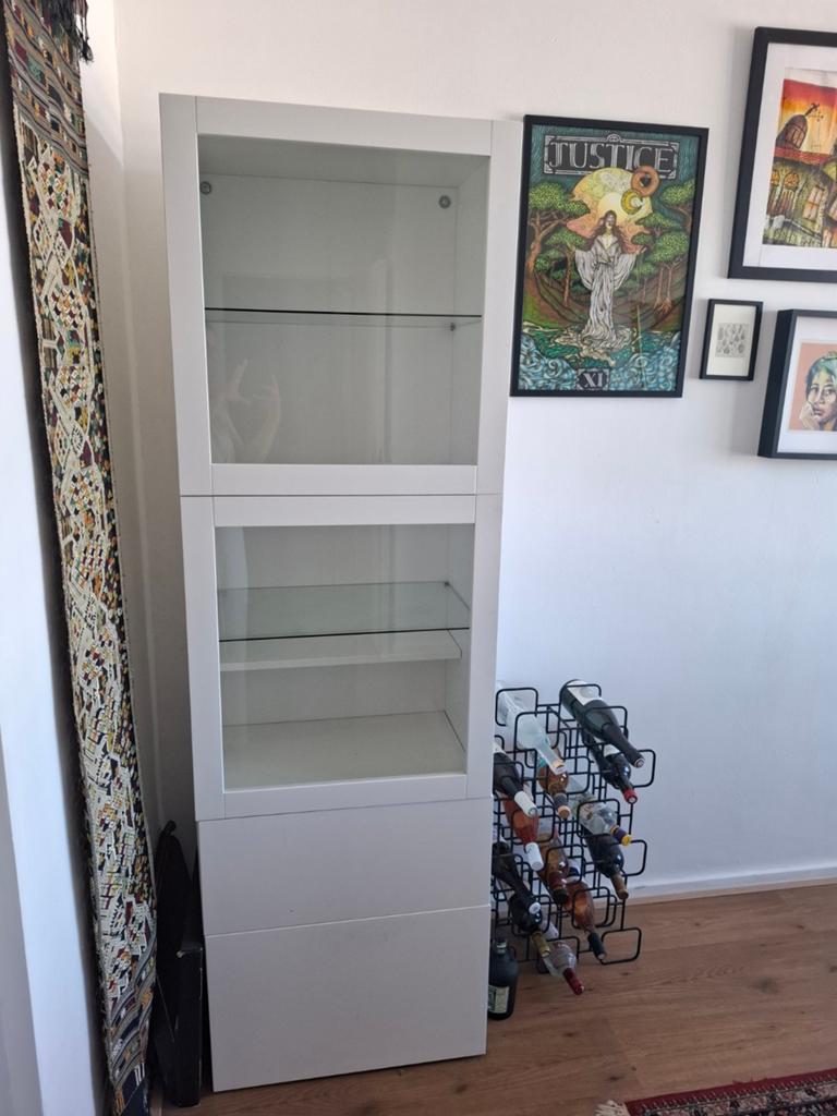 Witte IKEA SINDVIK Vitrinekast - gedemonteerd, Ophalen, Gebruikt, Met deur(en), Modern, Scandinavisch