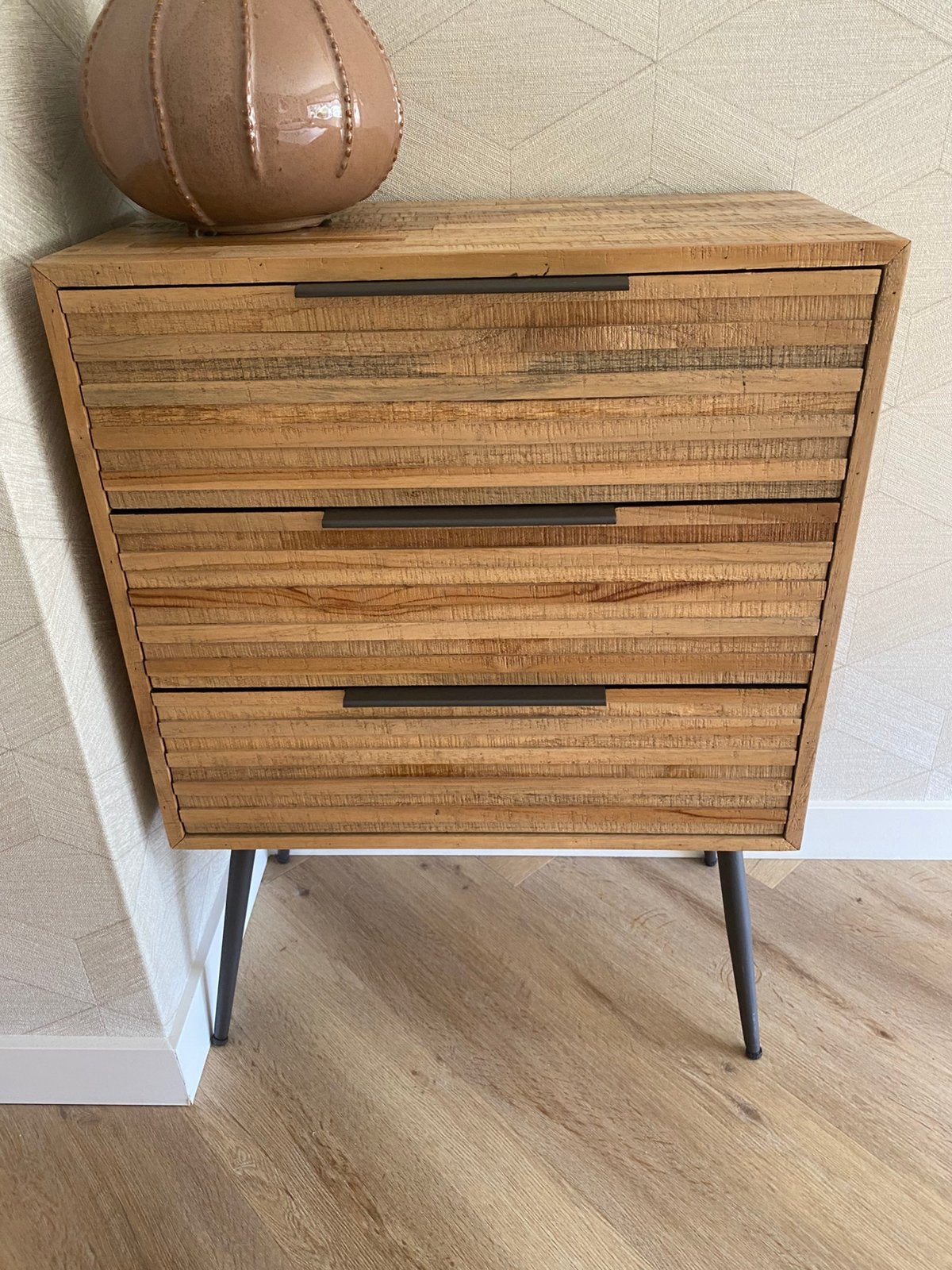 Massief houten ladekast, Ophalen, 50 tot 100 cm, Zo goed als nieuw, 3 of 4 laden