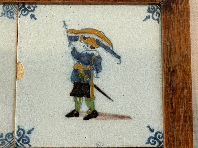 Nr.260: Vintage tegeltableau met historische schutters., Ophalen of Verzenden
