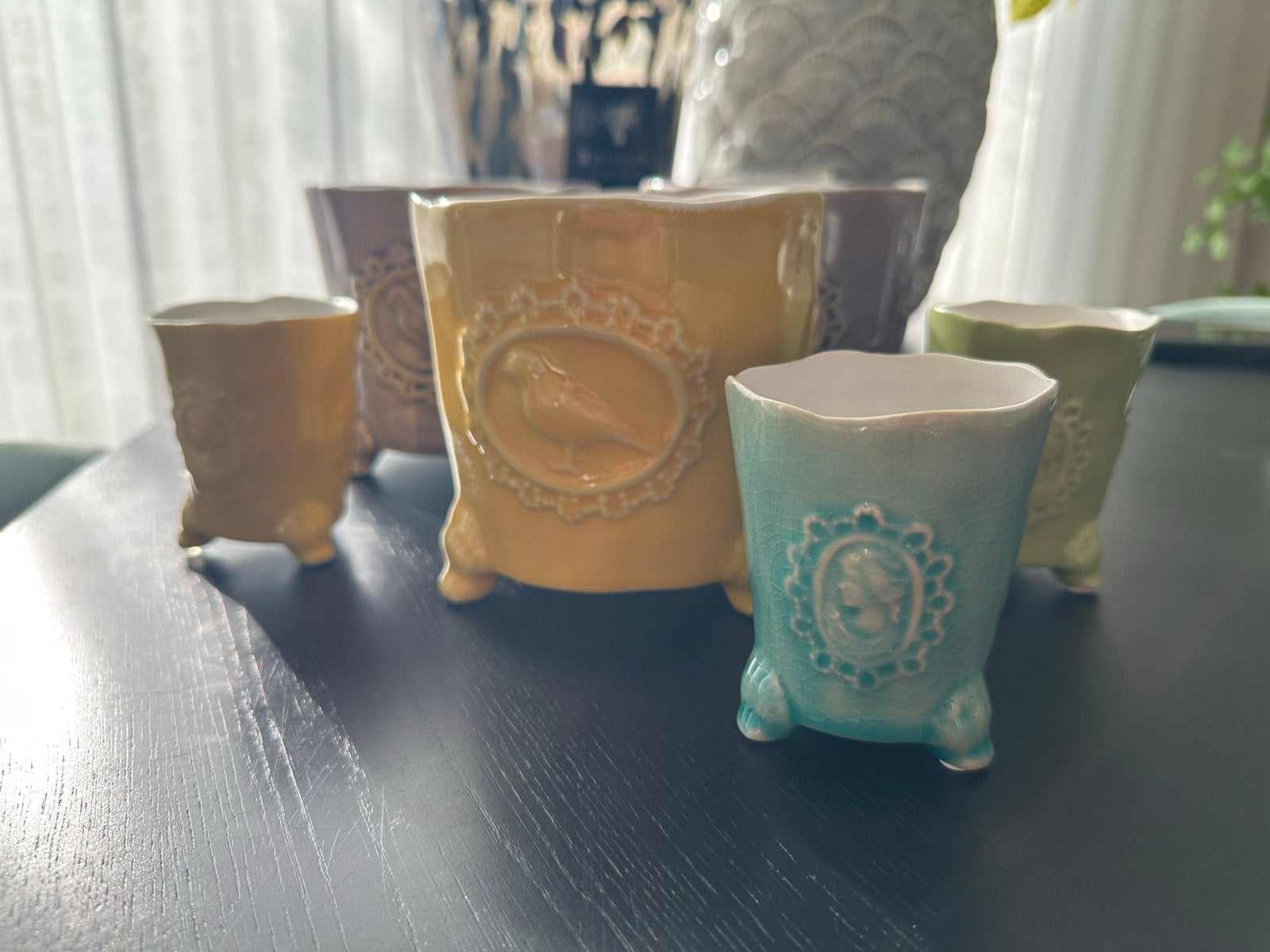 Set van 6 Des Pots vazen/potten in diverse kleuren, Huis en Inrichting, Gebruikt, Ophalen of Verzenden, Steen/keramiek, Meerkleurig