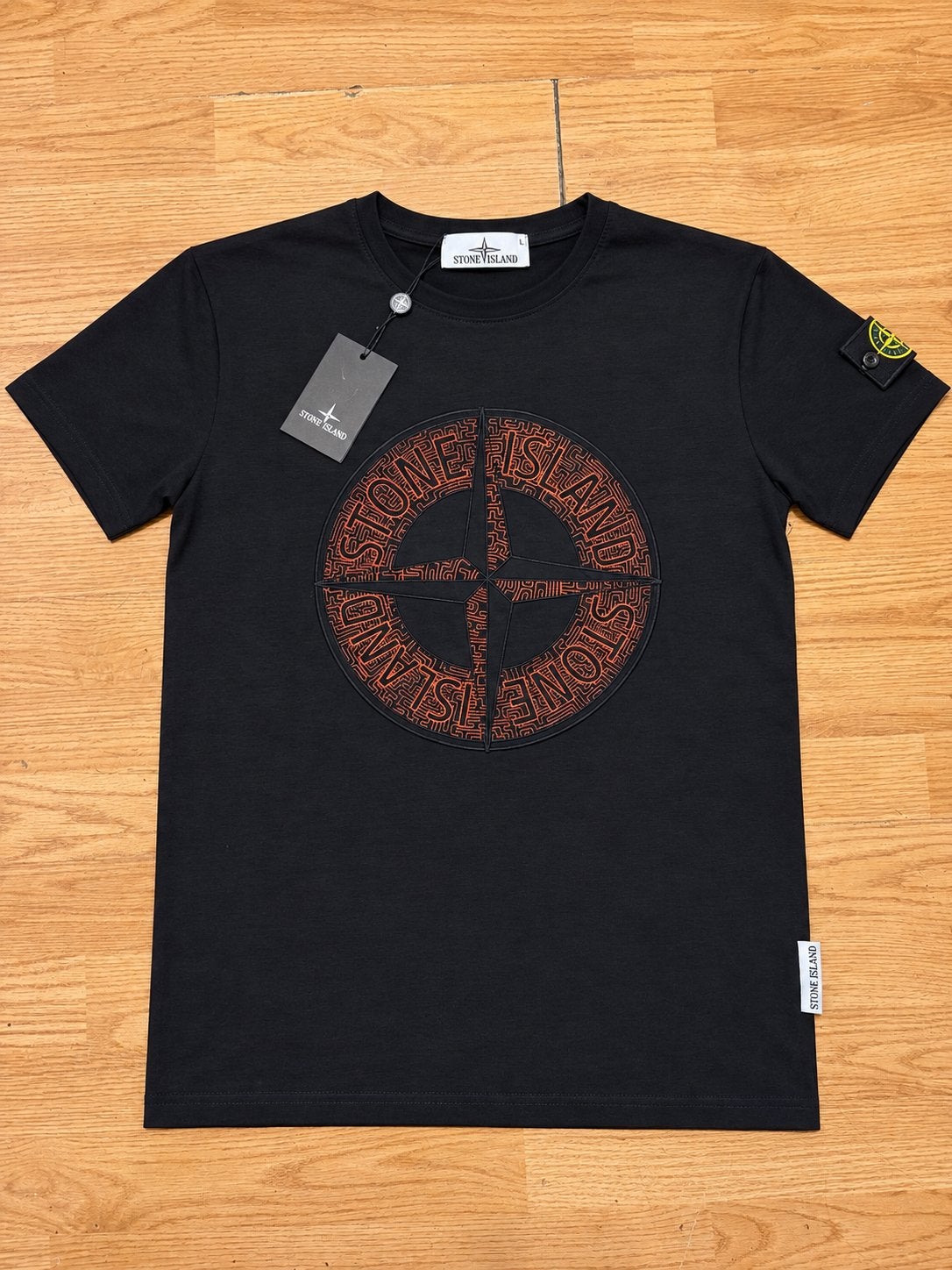 Stone Island T-shirt met kompaslogo - Zwart, Kleding | Heren, Ophalen of Verzenden, Nieuw, Maat 48/50 (M), Zwart