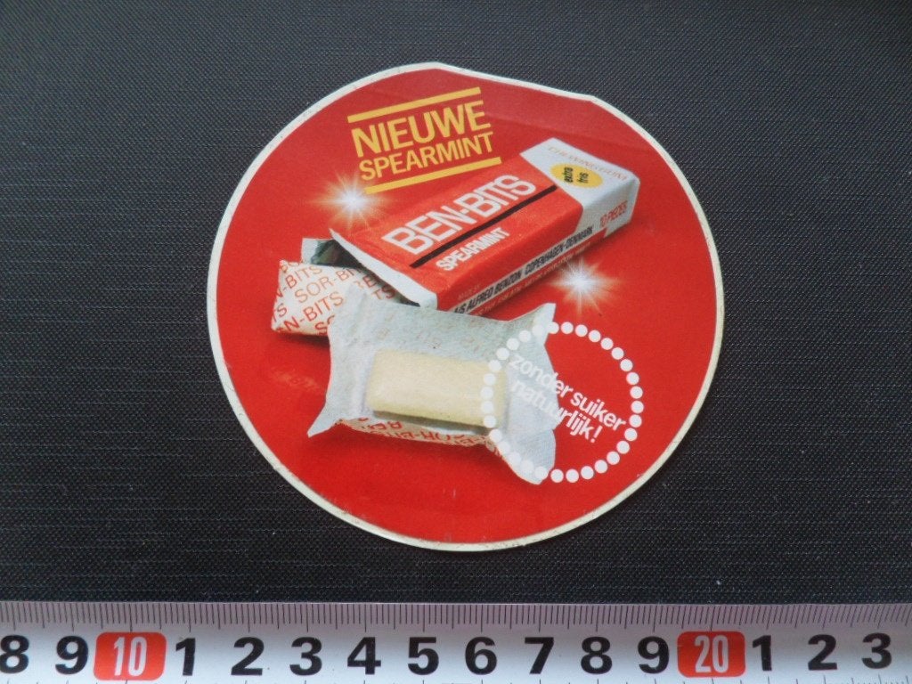 sticker nieuwe spearmint BEN-BITS kauwgom zonder suiker, Ophalen, Zo goed als nieuw