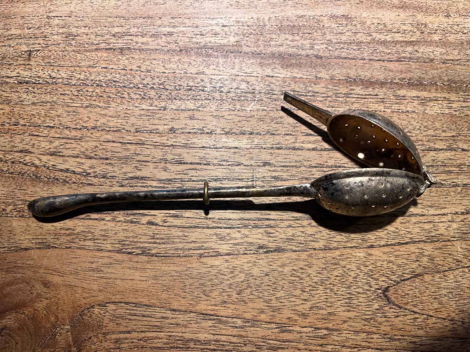 Antiek zilveren thee ei - 19 cm lang, Ophalen of Verzenden, Zilver