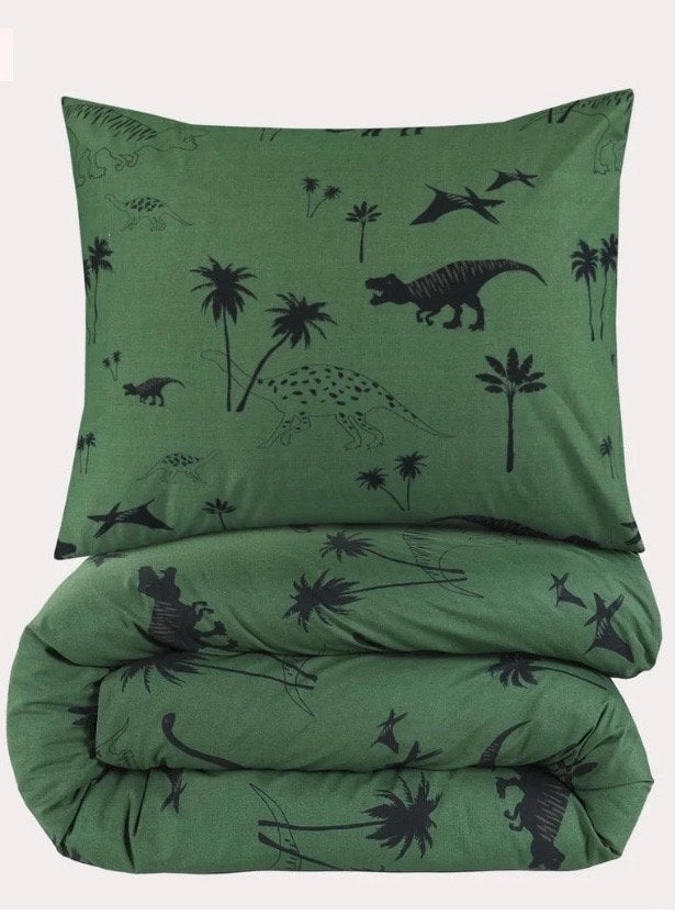 2x Dekbedovertrek met kussenhoes - Dinosaurus - 100x135cm, Ophalen, Gebruikt, Jongetje, Set van meerdere stuks