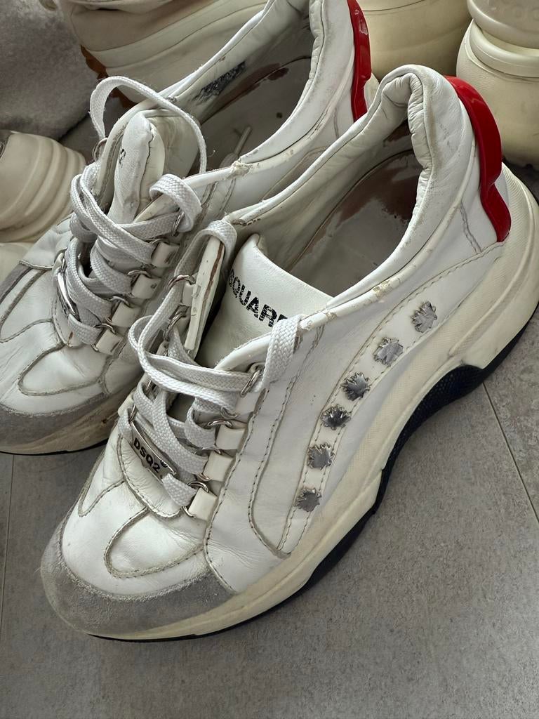 Dsquared2 sneakers wit met rode accenten, Verzenden, Gebruikt, Wit, Overige merken
