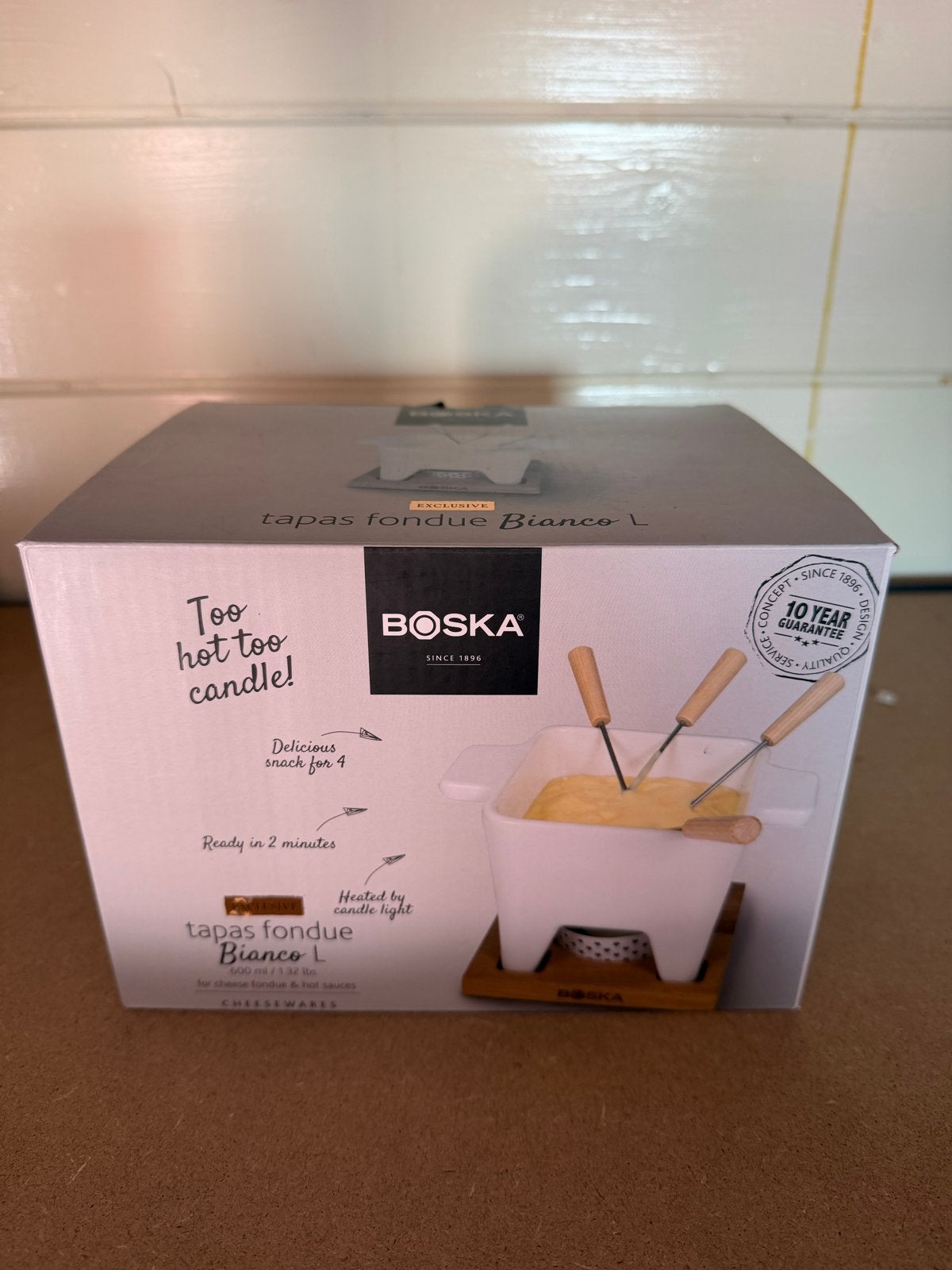 Boska Tapas Fondue Bianco L - Kaasfondue set voor 4 personen, Ophalen, Overige typen, Nieuw, Steen/keramiek