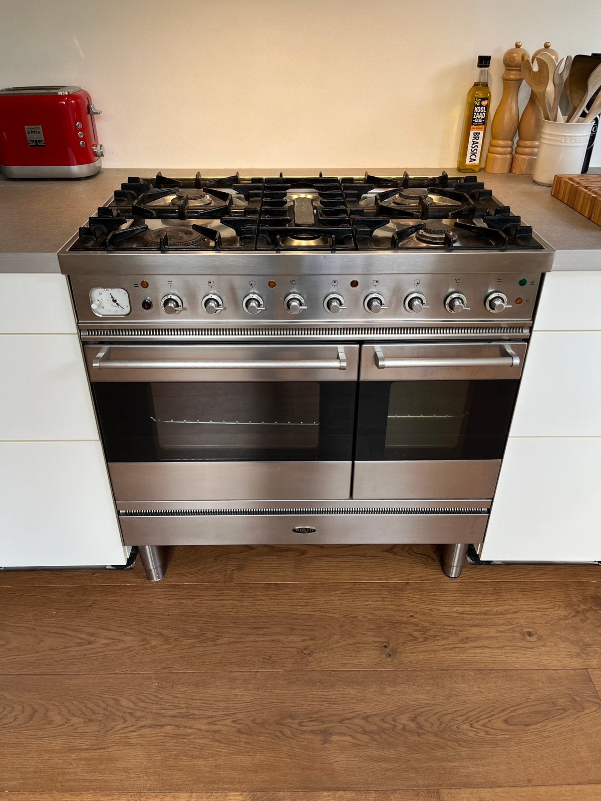 Boretti gasfornuis met twee ovens 90 cm, Ophalen, Gebruikt, 60 cm of meer, Gas