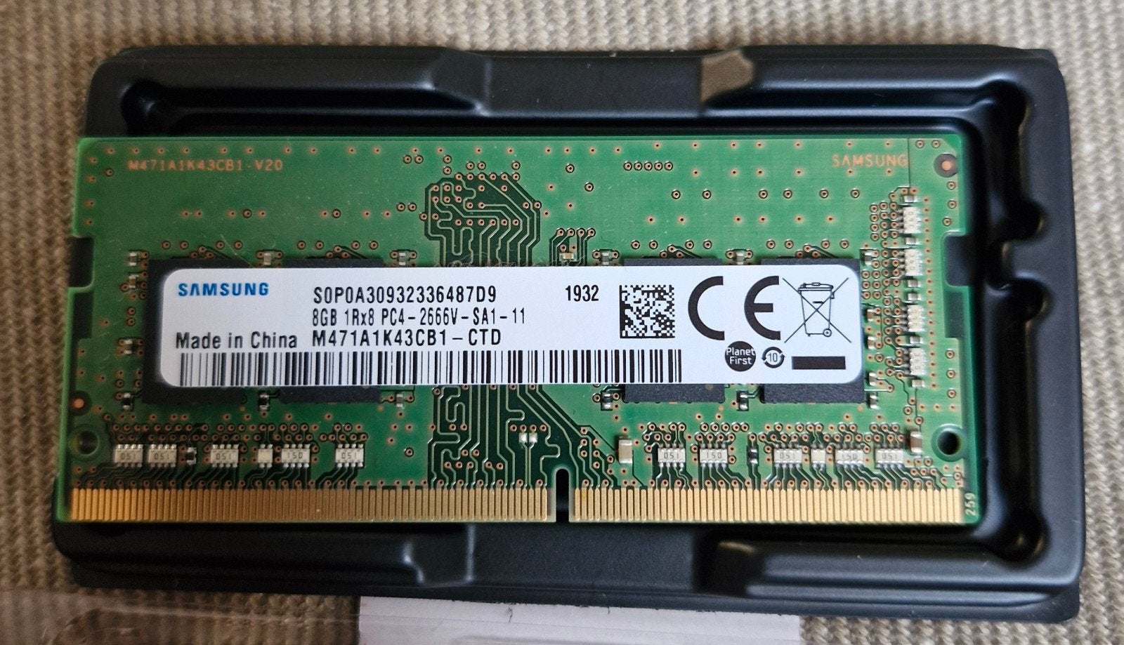 ddr4 ram 8gb 2666mhz sodimm samsung, DDR4, Ophalen of Verzenden, Zo goed als nieuw, Laptop