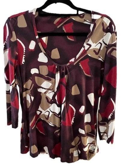 NIEUW Claudia Strater top t-shirt aubergine camel 42, Verzenden, Maat 42/44 (L), Zo goed als nieuw, Lange mouw