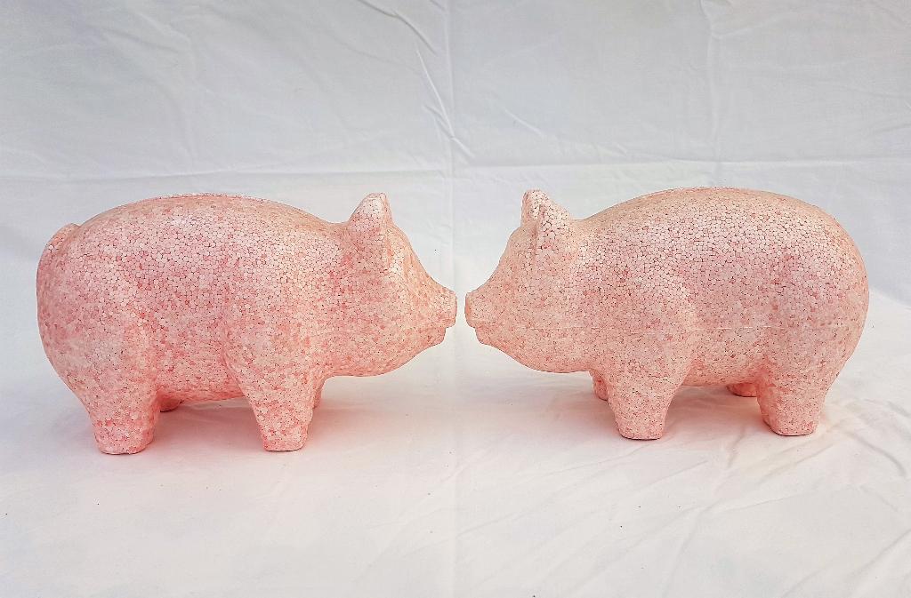 2 Tempex varkens / varkentjes, Overige typen, Ophalen of Verzenden, Zo goed als nieuw, Roze