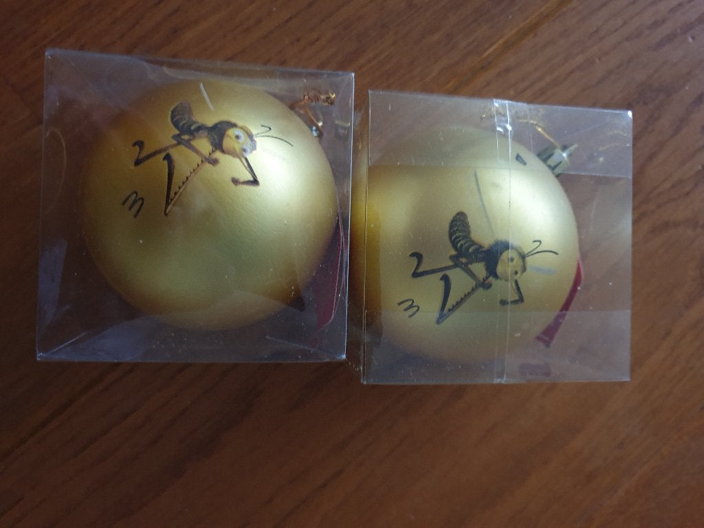 2 goudkleurige kerstballen, Ophalen of Verzenden, Nieuw