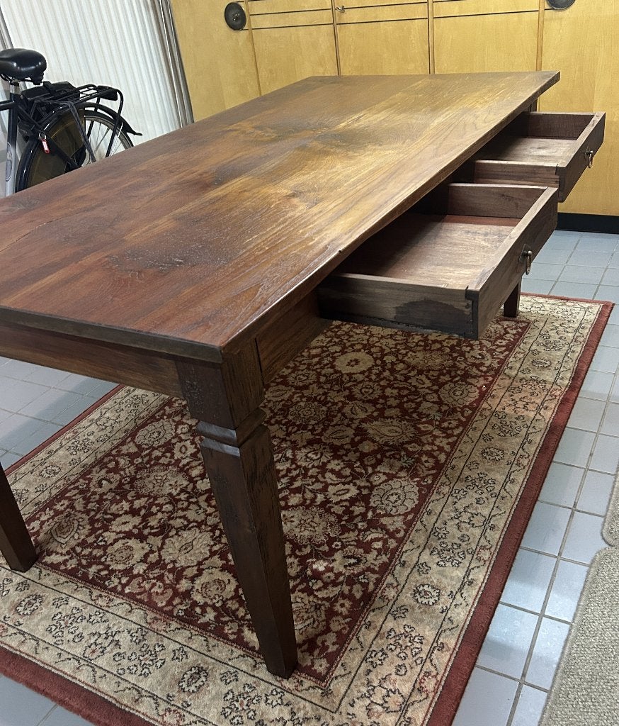 Tafelbureau van teakhout, Huis en Inrichting, Ophalen, Gebruikt, Antiek, Bruin