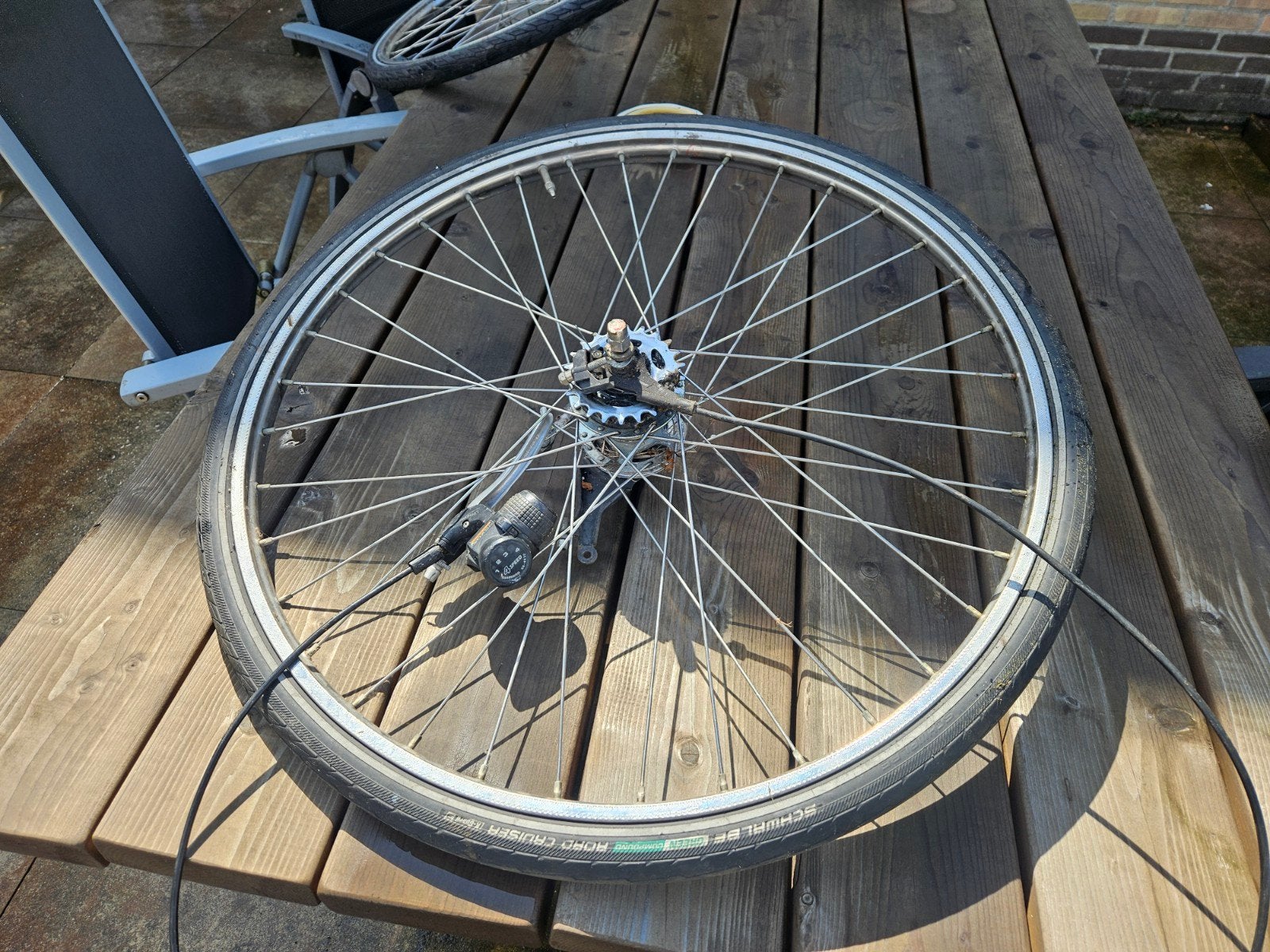 Set fietswielen Nexus 4 met shifter, Fietsen en Brommers, Fietsonderdelen, Gebruikt, Shimano Nexus, Toerfiets, Ophalen