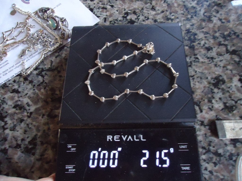 mooie echt zilveren ketting massief met bolletjes 925, Verstelbaar, Ophalen of Verzenden, Zo goed als nieuw, Zilver
