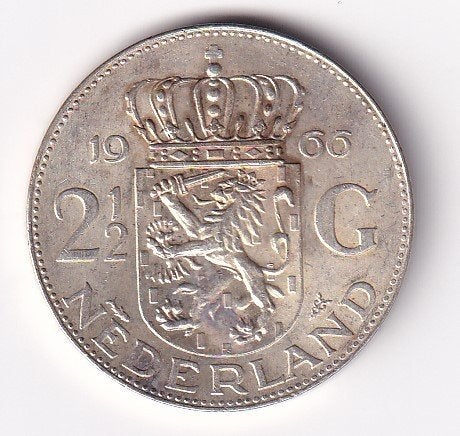2 1/2 Gulden 1966 Zeer Netjes met Patina, Koningin Juliana, Verzenden, Zilver, Losse munt