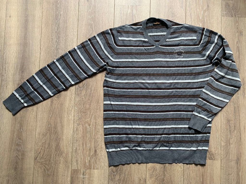 Pall Mall trui ronde hals streep grijs beige XL = 56/XL, Kleding | Heren, Truien en Vesten, Verzenden, Maat 56/58 (XL), Pall Mall
