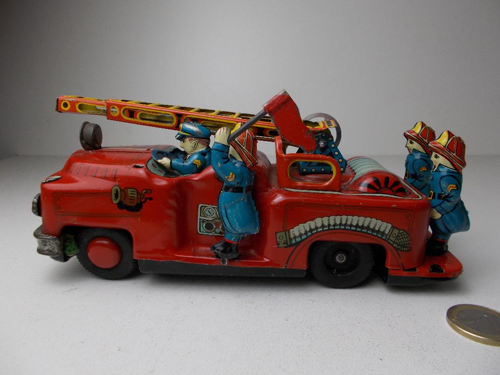 Jaren 50/60 JAPAN BLIKKEN BRANDWEER WAGEN. (Frictie) -B-, Antiek en Kunst, Ophalen of Verzenden