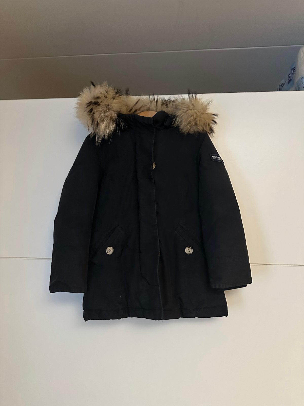 Woolrich winterjas met bontkraag - Maat 6, Ophalen of Verzenden, Zo goed als nieuw, Jongen of Meisje, Jas