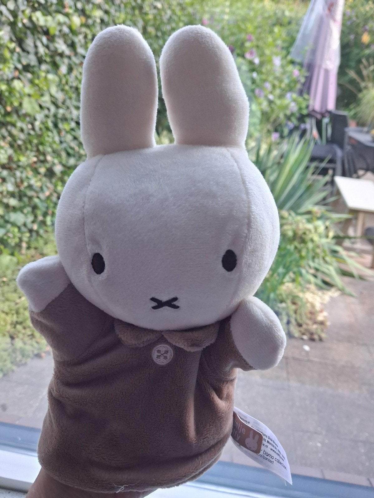 Handpop Nijntje met lichtbruine jas Miffy Mercis Tiamo, Konijn, Ophalen of Verzenden, Zo goed als nieuw, Wasbaar