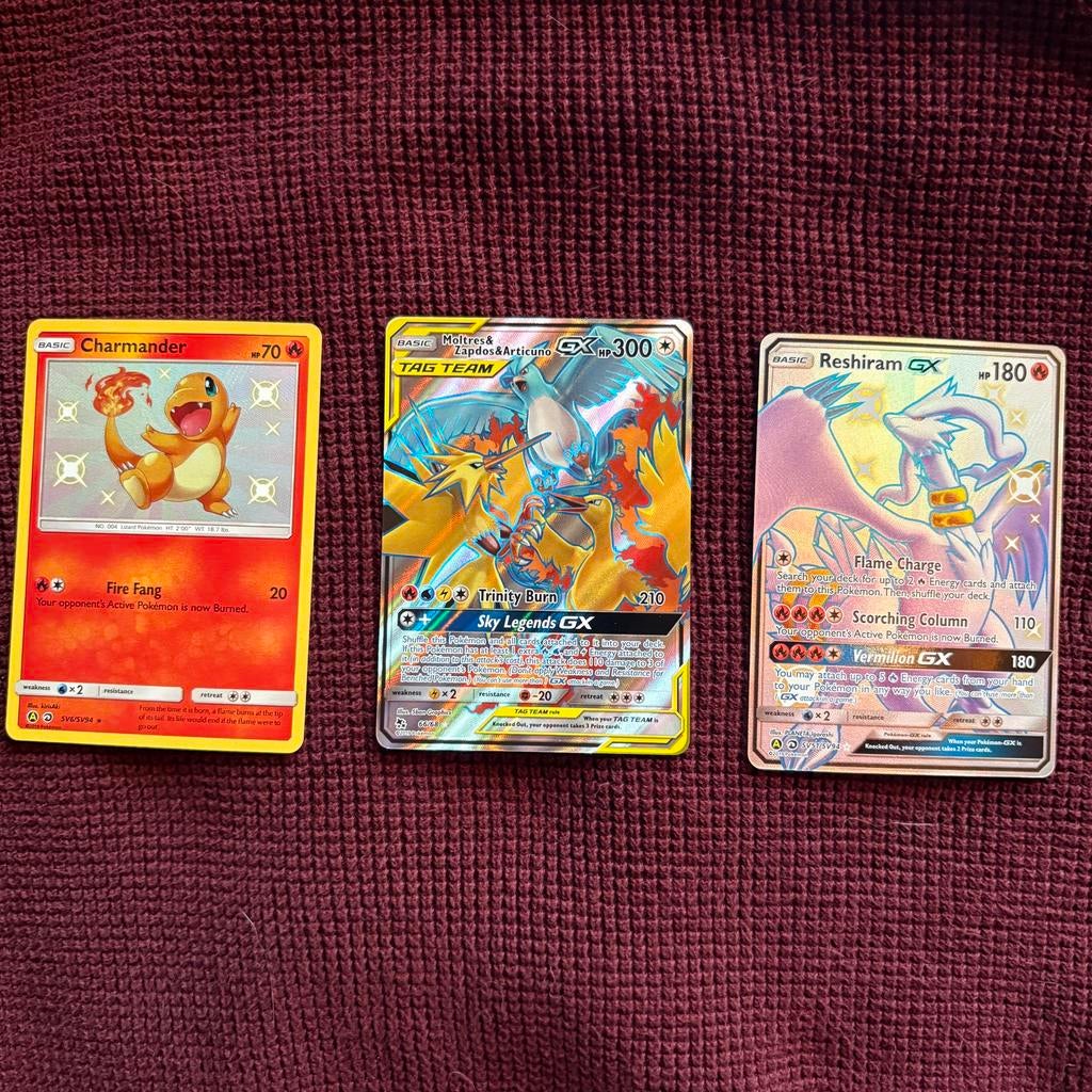 HF: SV Charmander, Reshiram, Moltres Zapdos Articuno, Ophalen of Verzenden, Nieuw, Meerdere kaarten, Foil
