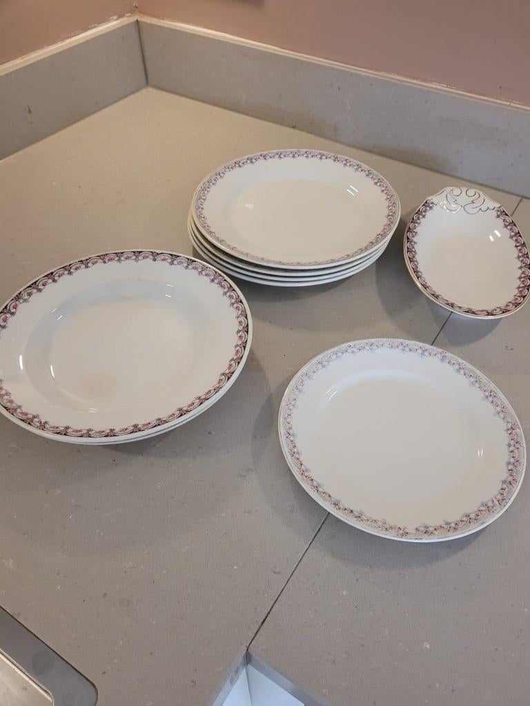 Antiek Maastrichts Petrus Regout & Co Servies - 6 Delen, Ophalen of Verzenden