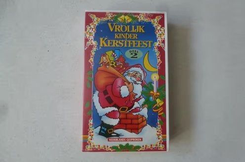 vhs videoband VROLIJK KINDER KERSTFEEST DEEL 2, Tekenfilm, Alle leeftijden, Ophalen of Verzenden, Zo goed als nieuw