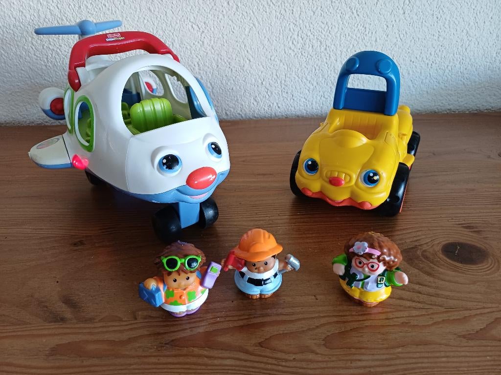 Fisher Price Little People vliegtuig  en voertuig, Ophalen of Verzenden, Zo goed als nieuw, Speelset, Met geluid
