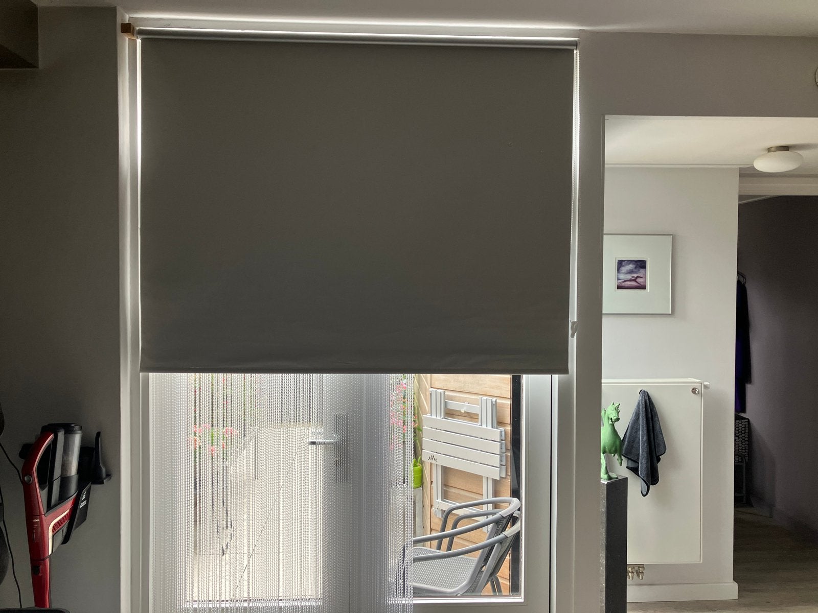 Verduisterend rolgordijn 150x210 cm - Grijs, Ophalen, Gebruikt, Verduisterend, Rolgordijn