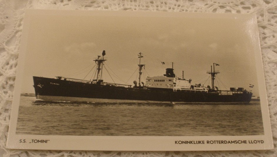 Scheepvaart - S.S. Tomini / Koninklijke Rotterdamsche LLoyd, Ophalen of Verzenden, 1940 tot 1960, Ongelopen, Overige thema's