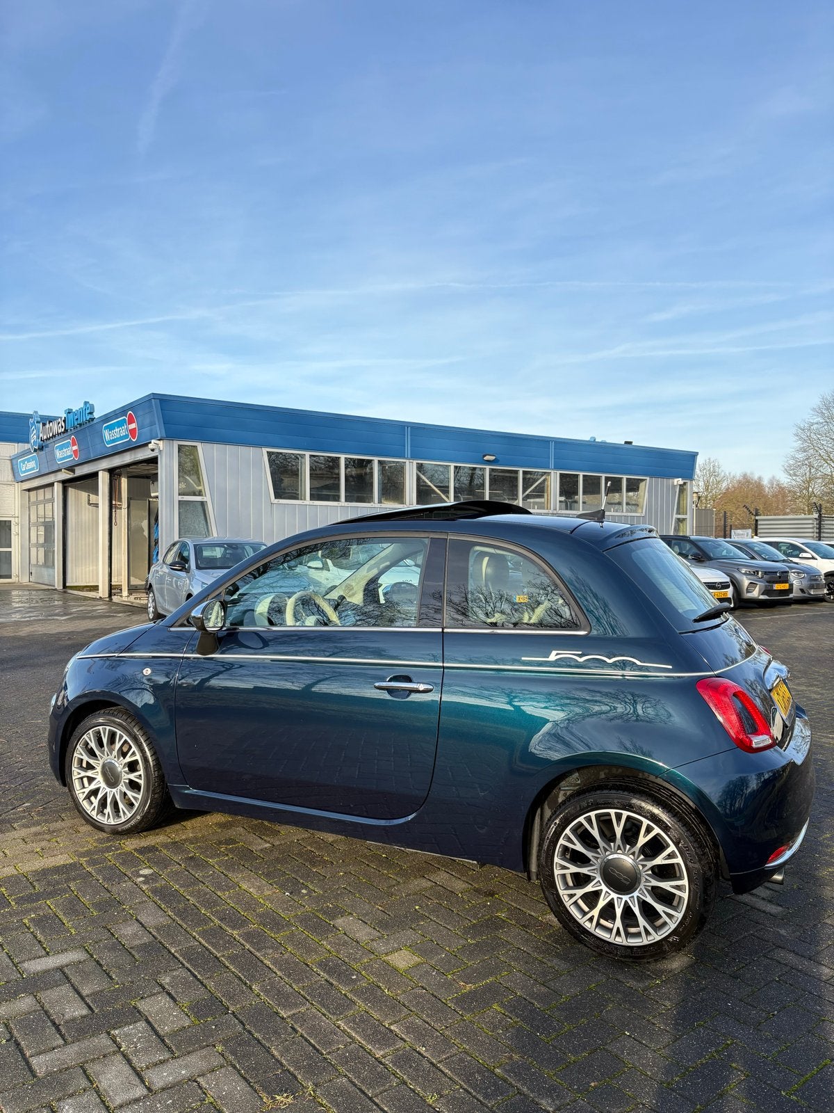 Fiat 500 Twinair Turbo 80pk 2018 Blauw, Voorwielaandrijving, 31 €/maand, 905 kg, Origineel Nederlands