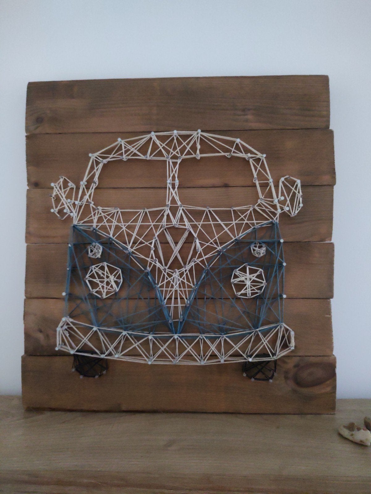 Unieke String Art VW Busje op Houten Paneel, Ophalen, Voertuigen, Meerkleurig, Hout