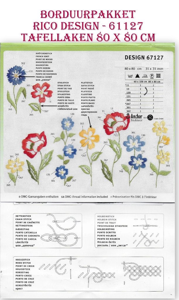 Borduurpakket: Tafellaken -- Rico design 61127 -- 80 X 80 CM, Ophalen of Verzenden, Nieuw, Borduurpakket
