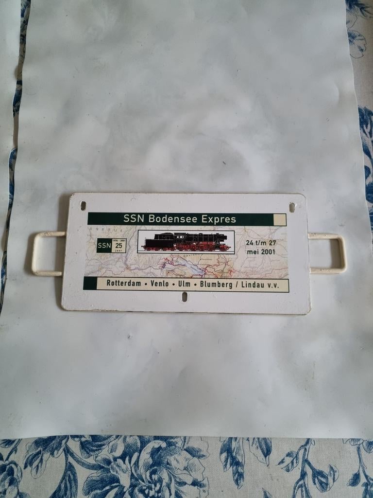 SSN Bodensee Expres Treinbord - Rotterdam-Lindau 2001, Verzamelen, Spoorwegen en Tramwegen, Ophalen of Verzenden, Gebruikt, Overige typen