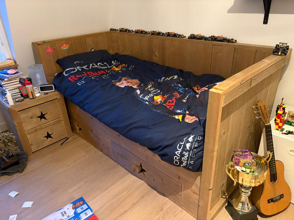 Steigerhouten bed, Ophalen, 90 cm, Eenpersoons, Steigerhout