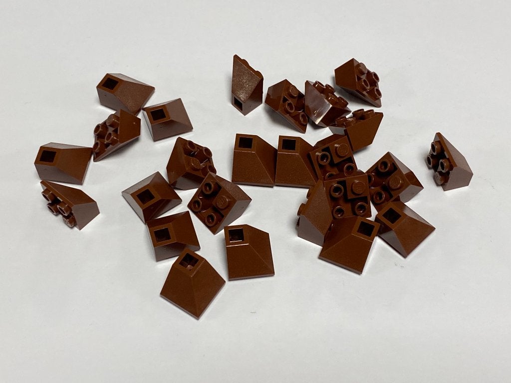 Partij 25x omgekeerde 2x2 Lego hoekdakpannen diverse kleuren, Overige thema's, Lego, Nieuw, Ophalen of Verzenden
