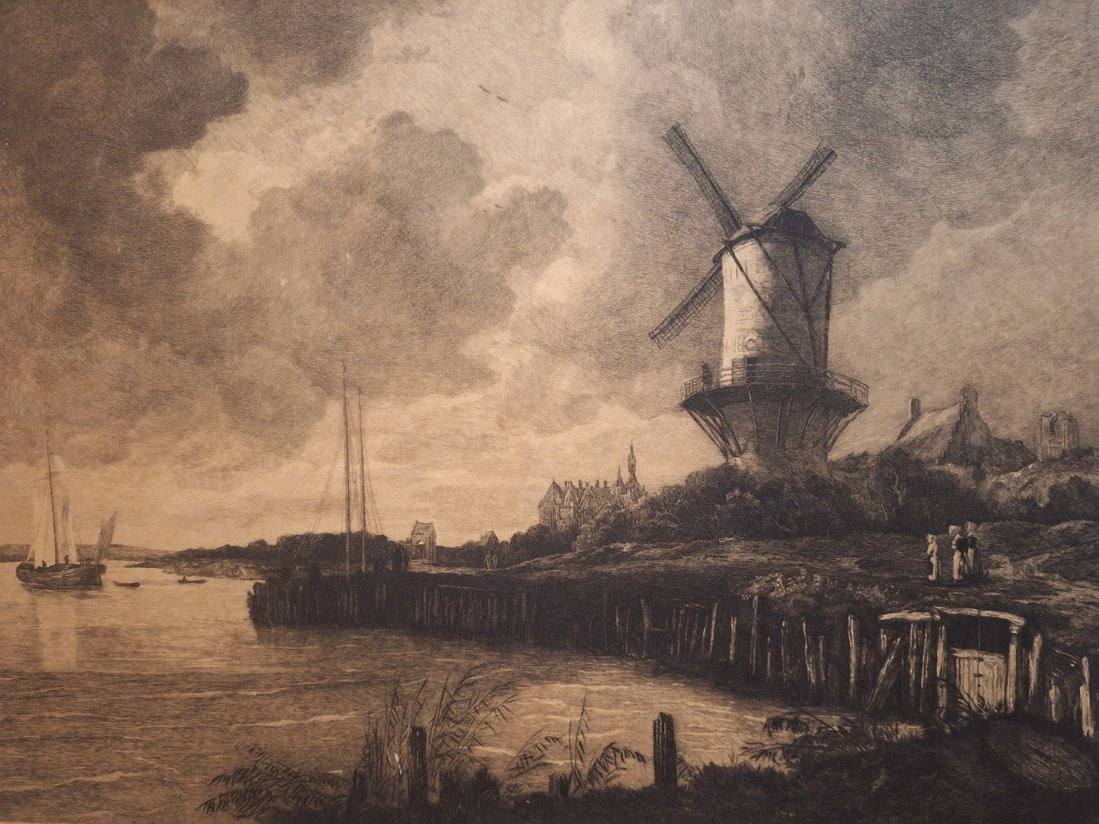 Ets Molen door Graad van Roggen, Antiek en Kunst, Ets, Ophalen of Verzenden, Gesigneerd, Landschap
