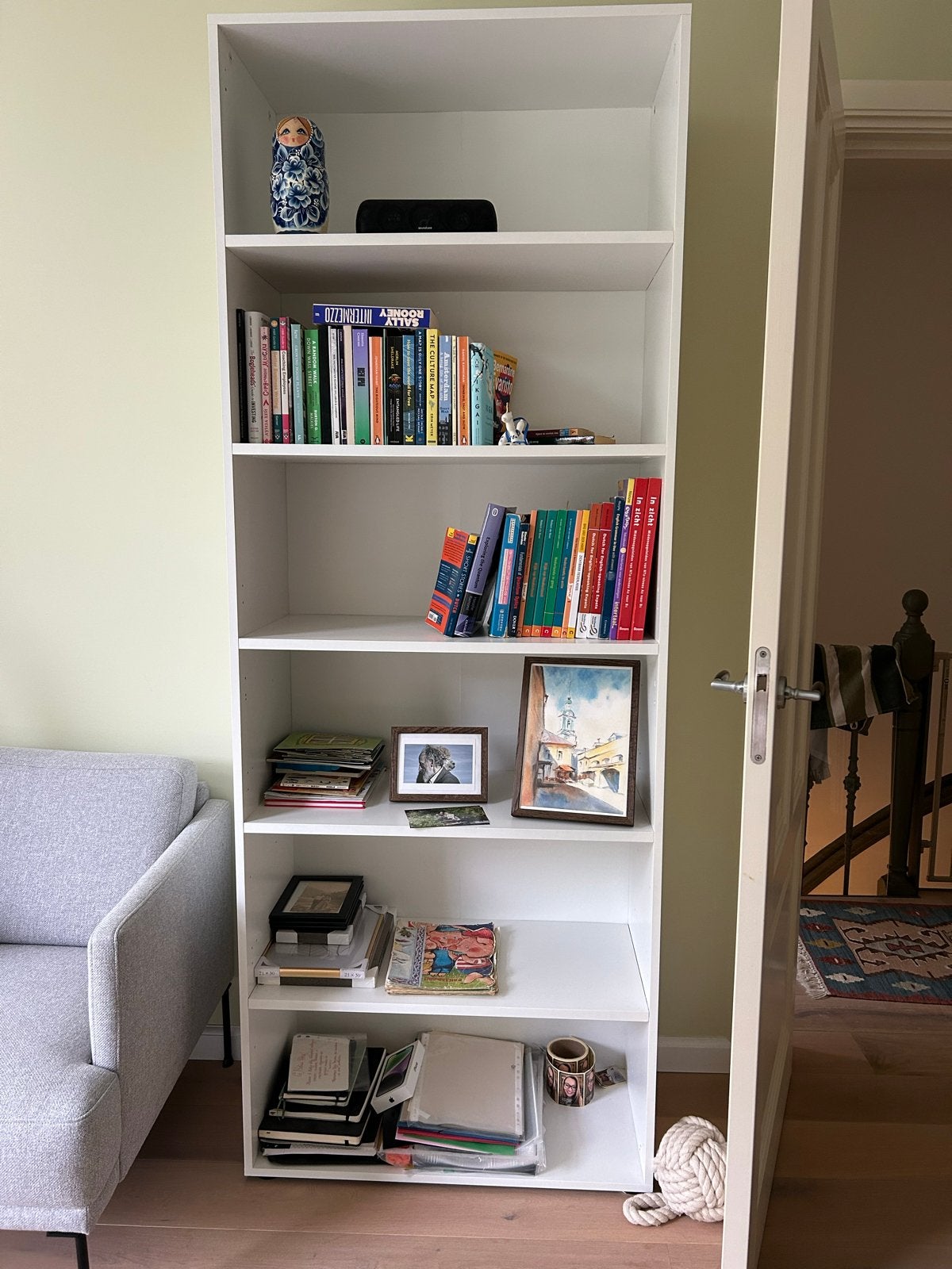 Witte Boekenkast met 5 Planken - Modern en Ruim, Huis en Inrichting, Ophalen, Met plank(en), Gebruikt, 200 cm of meer