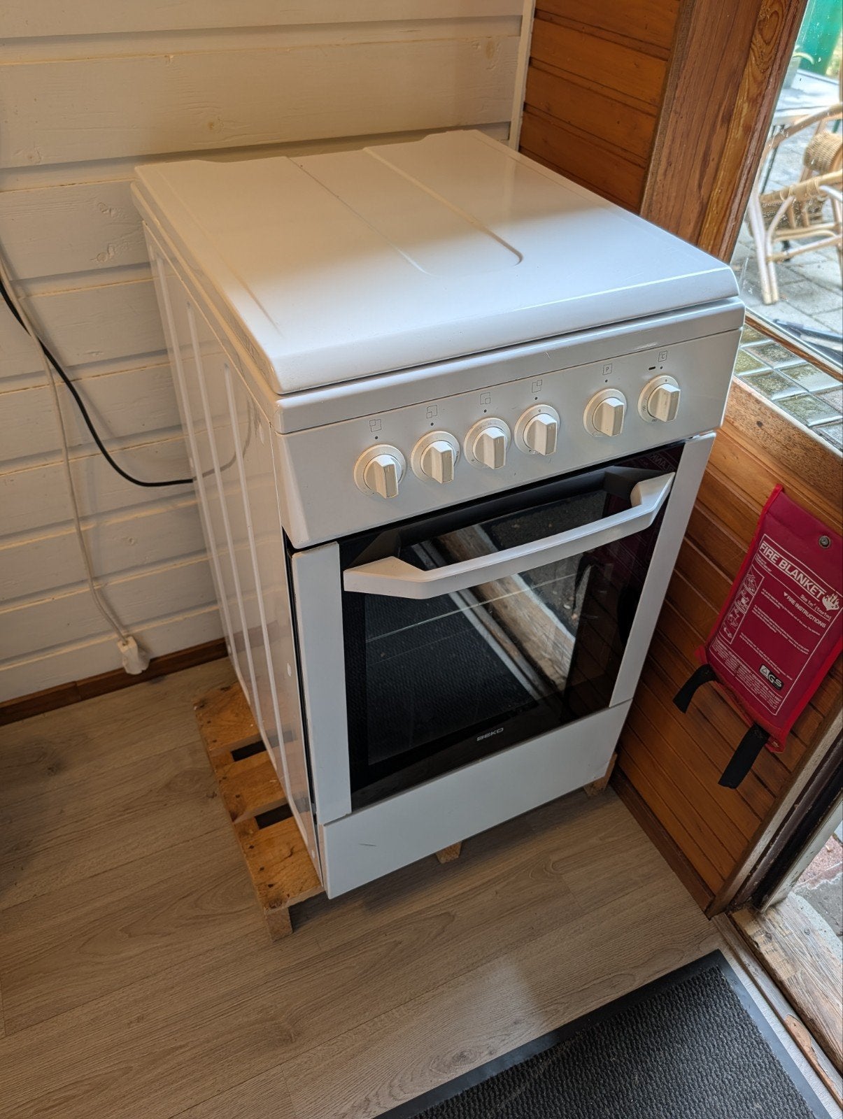 Gasfornuis met elektrische oven - Vrijstaand, Witgoed en Apparatuur, Fornuizen, Ophalen, Gebruikt, 4 kookzones, Gas