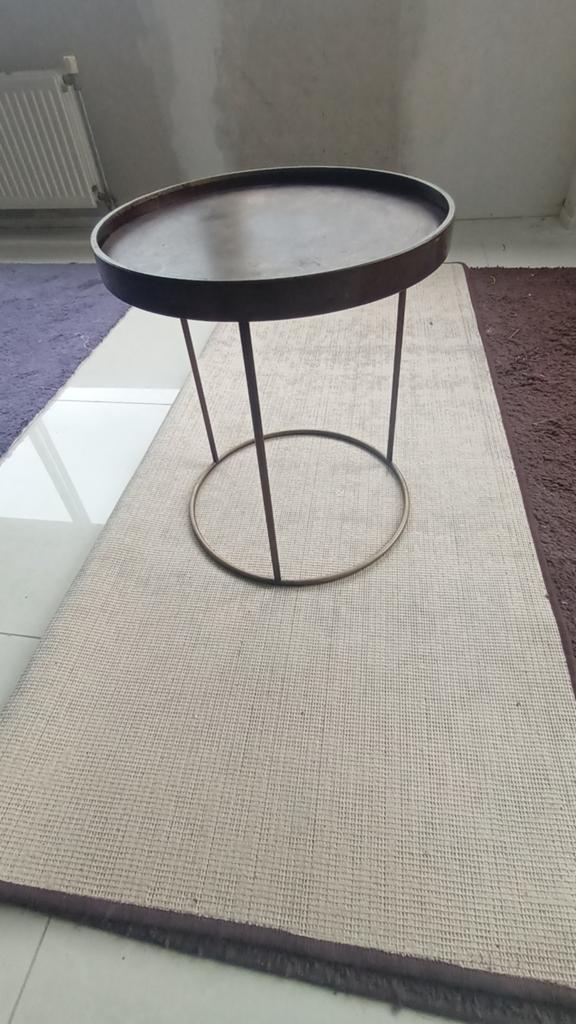 Bronzen bijzettafel voor binnen en buiten, Ophalen of Verzenden, Gebruikt, Rond, Metaal of Aluminium