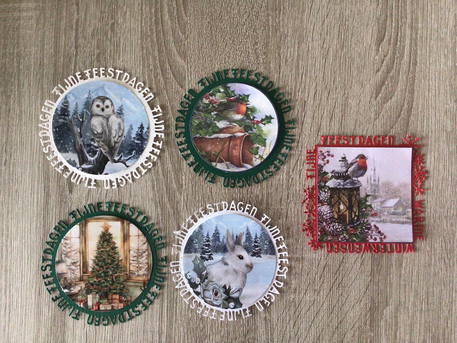 Stans fijne feestdagen met kerstplaatje  5 stuks, Ophalen of Verzenden, Zo goed als nieuw, Kerst, Pons of Mal