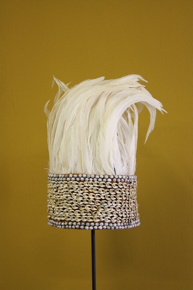 Uniek Werelds Tribal Art Object op Statief Vintage Decoratie, Natuurlijk materiaal, Beige, Op standaard, Ophalen of Verzenden