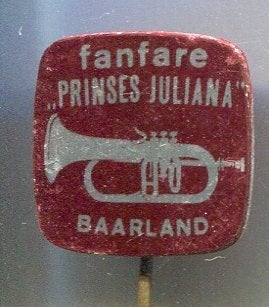 Fanfare Princes Juliana Baarland blik speldje ( V_122a), Verzenden, Zo goed als nieuw, Merk, Speldje of Pin