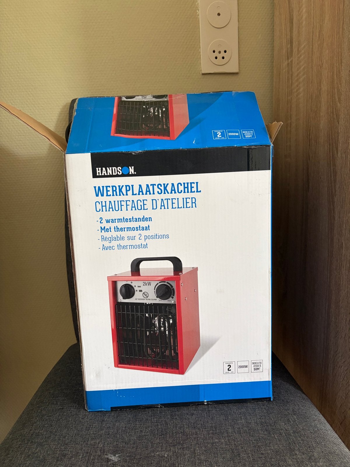 Hands-on Werkplaatskachel 2kW met thermostaat, Ophalen, 30 tot 80 cm, Kachel, Minder dan 60 cm