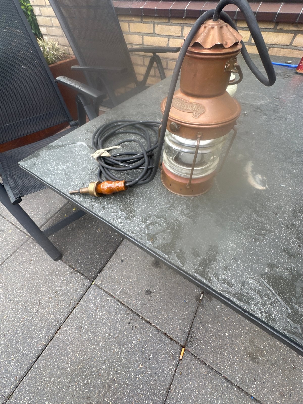 Vintage koperen scheepslamp / ankerlicht, Antiek en Kunst, Ophalen